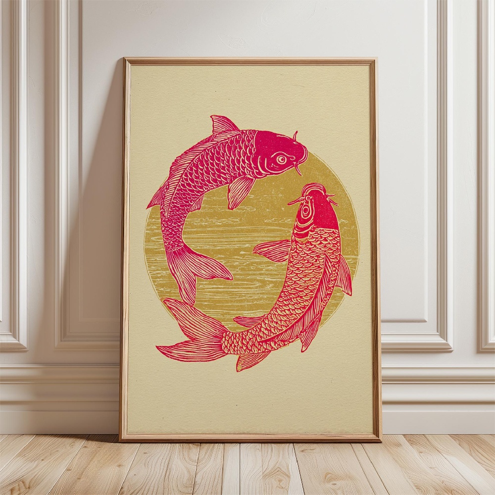 Gold Fish Poster Japanese Koi  - Japanese Zen Lifestyle review and price
