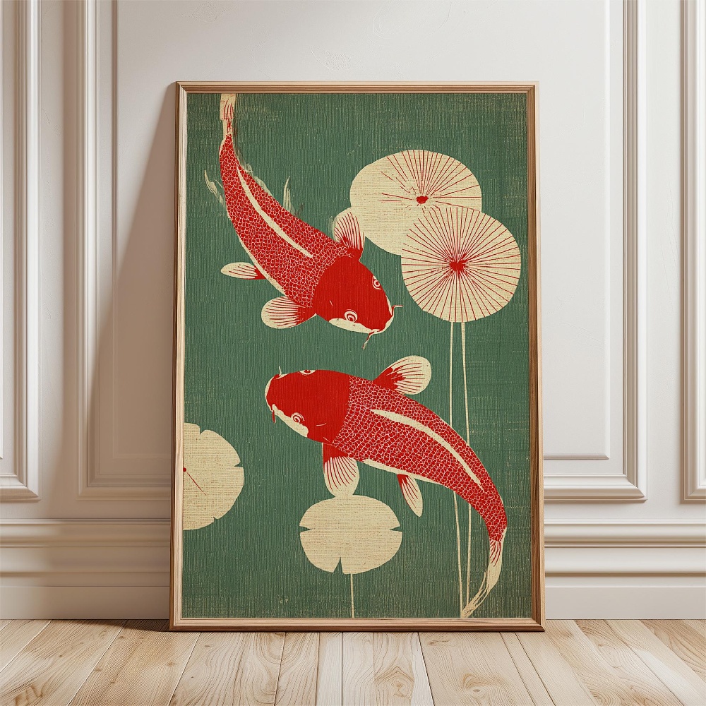 Gold Fish Poster Japanese Koi  - Japanese Zen Lifestyle review and price