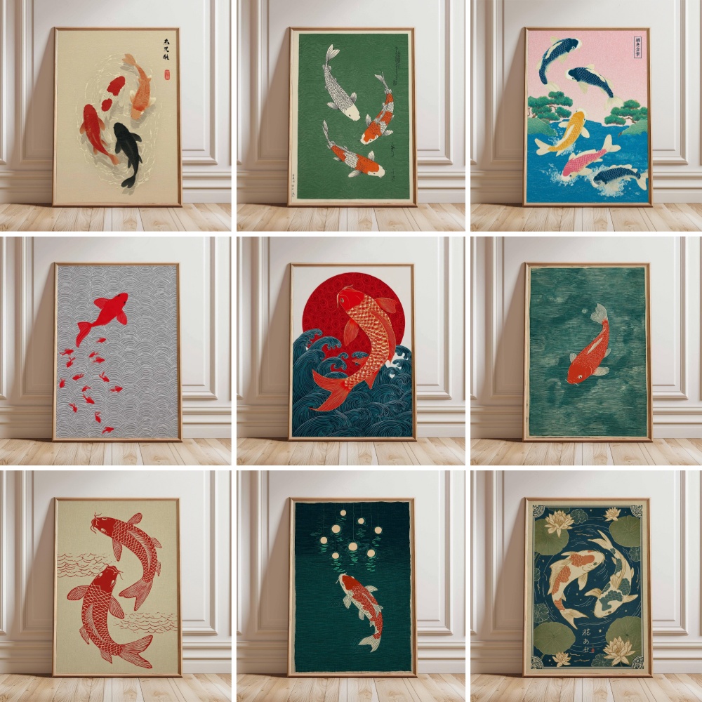 Japanese Koi Fish Poster Gold  - Japanese Zen Lifestyle review and price