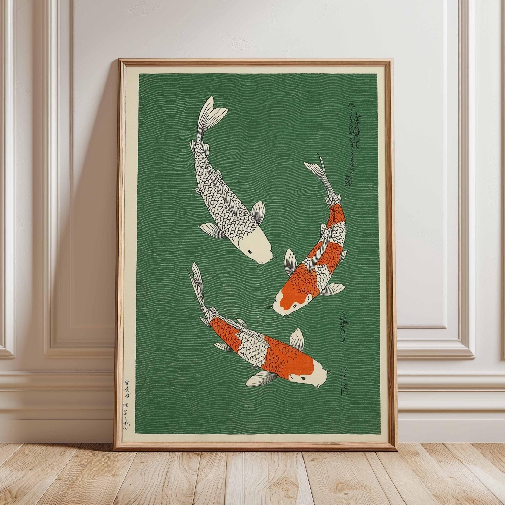 Japanese Koi Fish Poster Gold  - Japanese Zen Lifestyle review and price