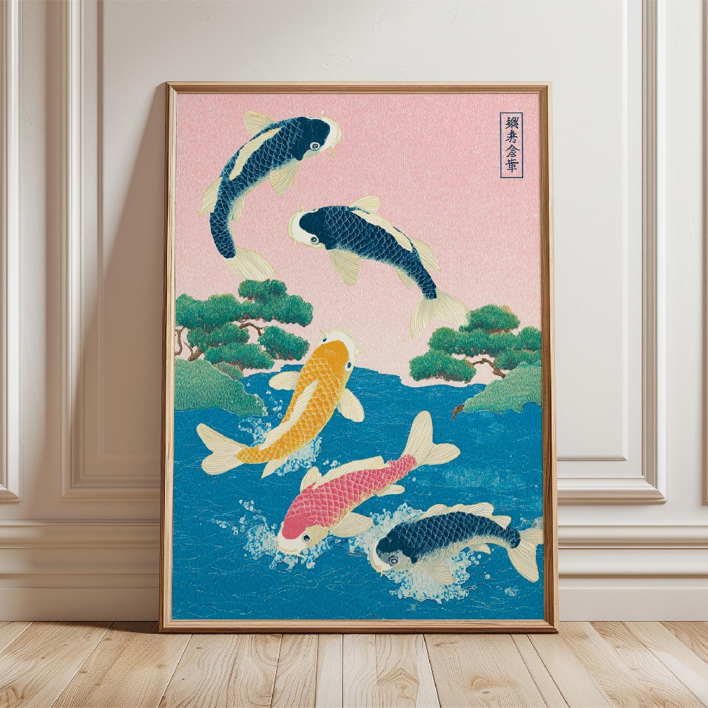 Japanese Koi Fish Poster Gold  - Japanese Zen Lifestyle review and price