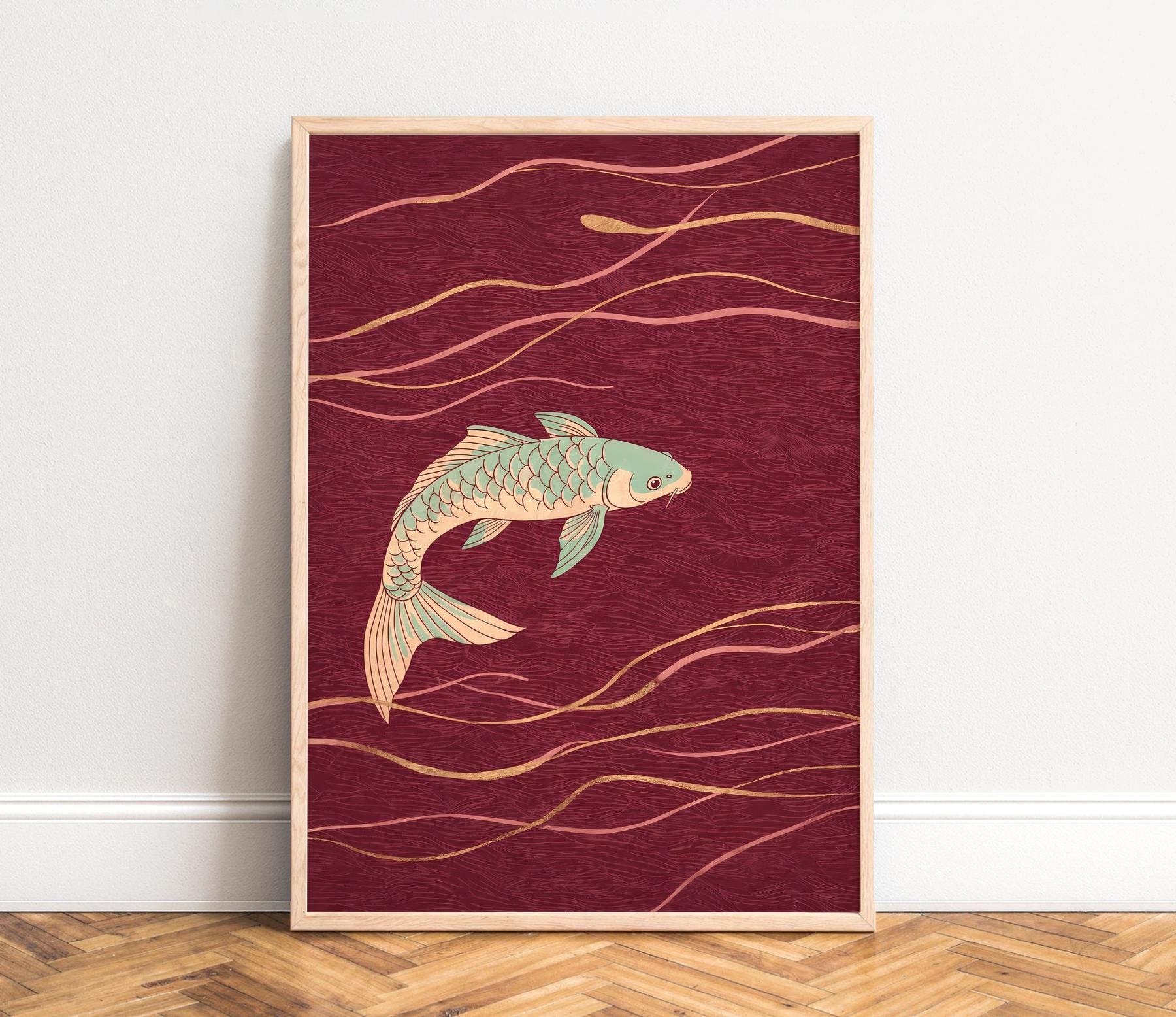 Koi Fish Japanese Line Art Pos - Japanese Zen Lifestyle review and price