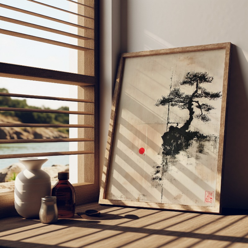 Japanese Ink Style Zen Bonzai  - Japanese Zen Lifestyle review and price